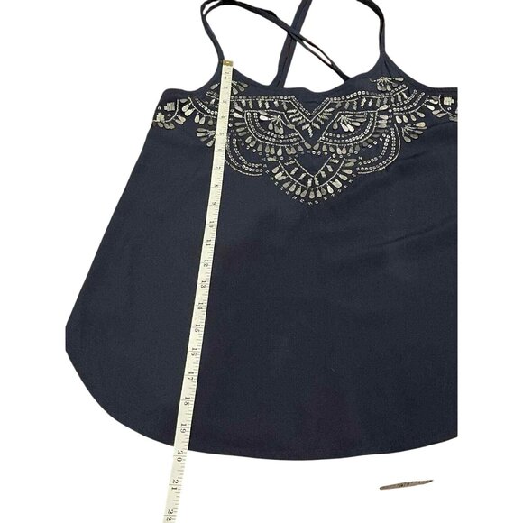 Abercrombie & Fitch Navy Beaded Boho Cami Spaghetti Strap Tank Top Women Size XS - Picture 8 of 16